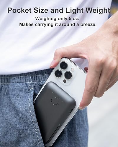 Miniatura 6 de MGG Paquete de batería magnética PD 20W para MagSafe 5000mAh Cargador portátil inalámbrico con soporte plegable, cargador de batería Mag-Safe Carga