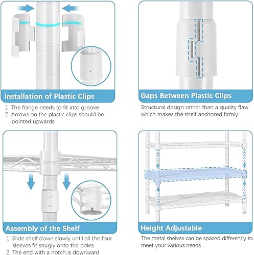 Miniatura 6 de VIPEK V5i - Perchero de ropa resistente armario portátil armario de dormitorio armario independiente con 8 estantes ajustables y 4 varillas para