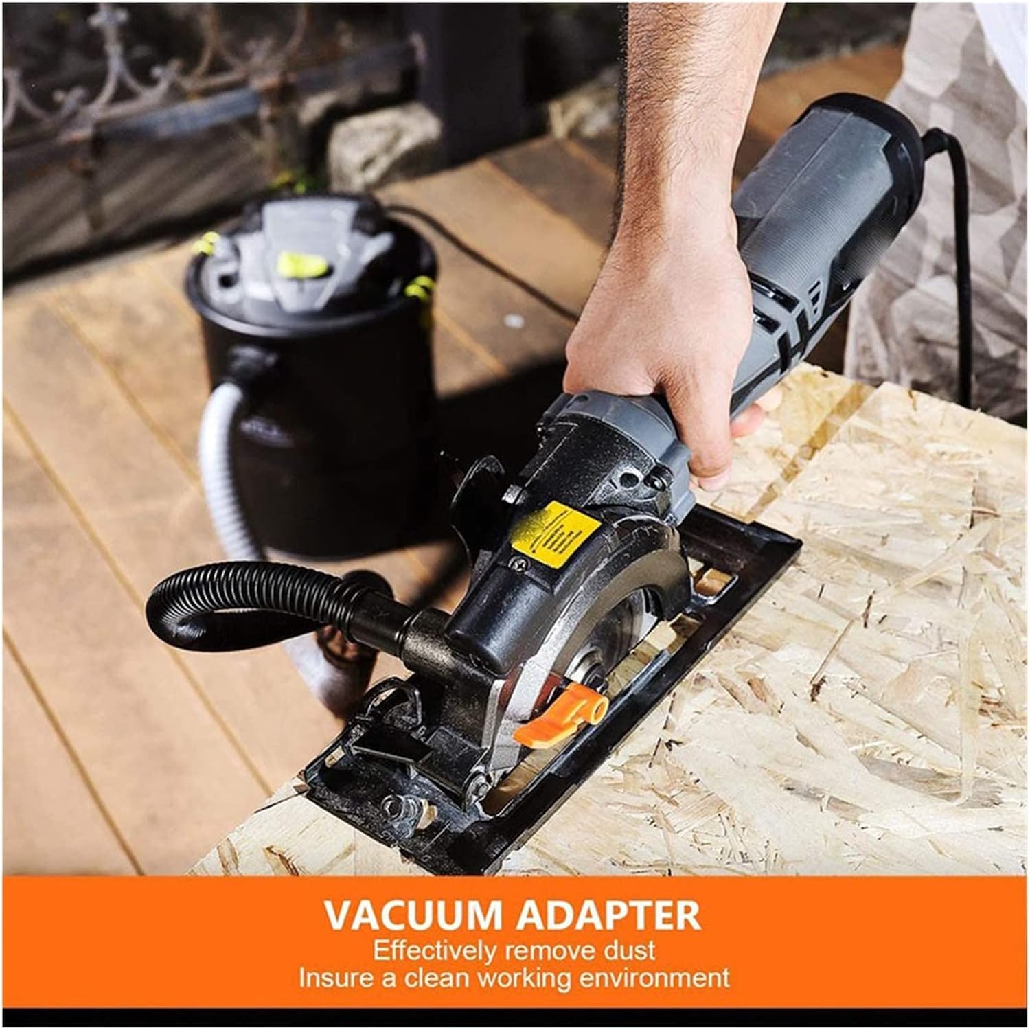 Connecting vacuum adapter to the mini circular saw