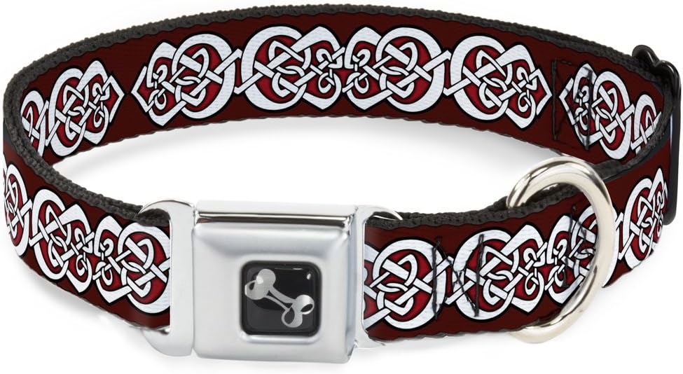 Buckle-Down DC-W38103-WS Seatbelt Dog Collar, Wide Small, Celtic Knot5 Reds/Black/White