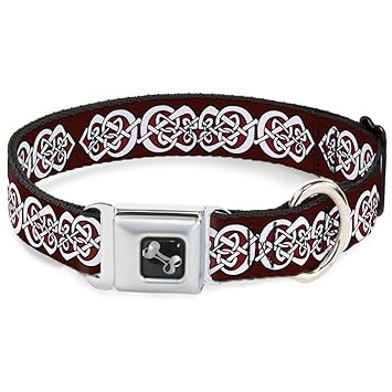 Buckle-Down DC-W38103-L Seatbelt Dog Collar, Large, Celtic Knot5 Reds/Black/White