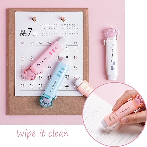 Miniatura 3 de Borrador retráctil, 4 borradores de goma push-pull sin rastro, útiles para empujar y tirar de la pata de gato, lindo borrador de goma adecuado para
