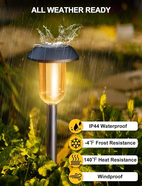 Solar Pathway Lights Outdoor, 8 Pack Solar Powered Garden Lights, 3000K Warm White, Outside Waterproof Decor Landscape Lighting, Auto On/Off, Outdoor Walkway Light for Garden, Yard, Driveway, Lawn