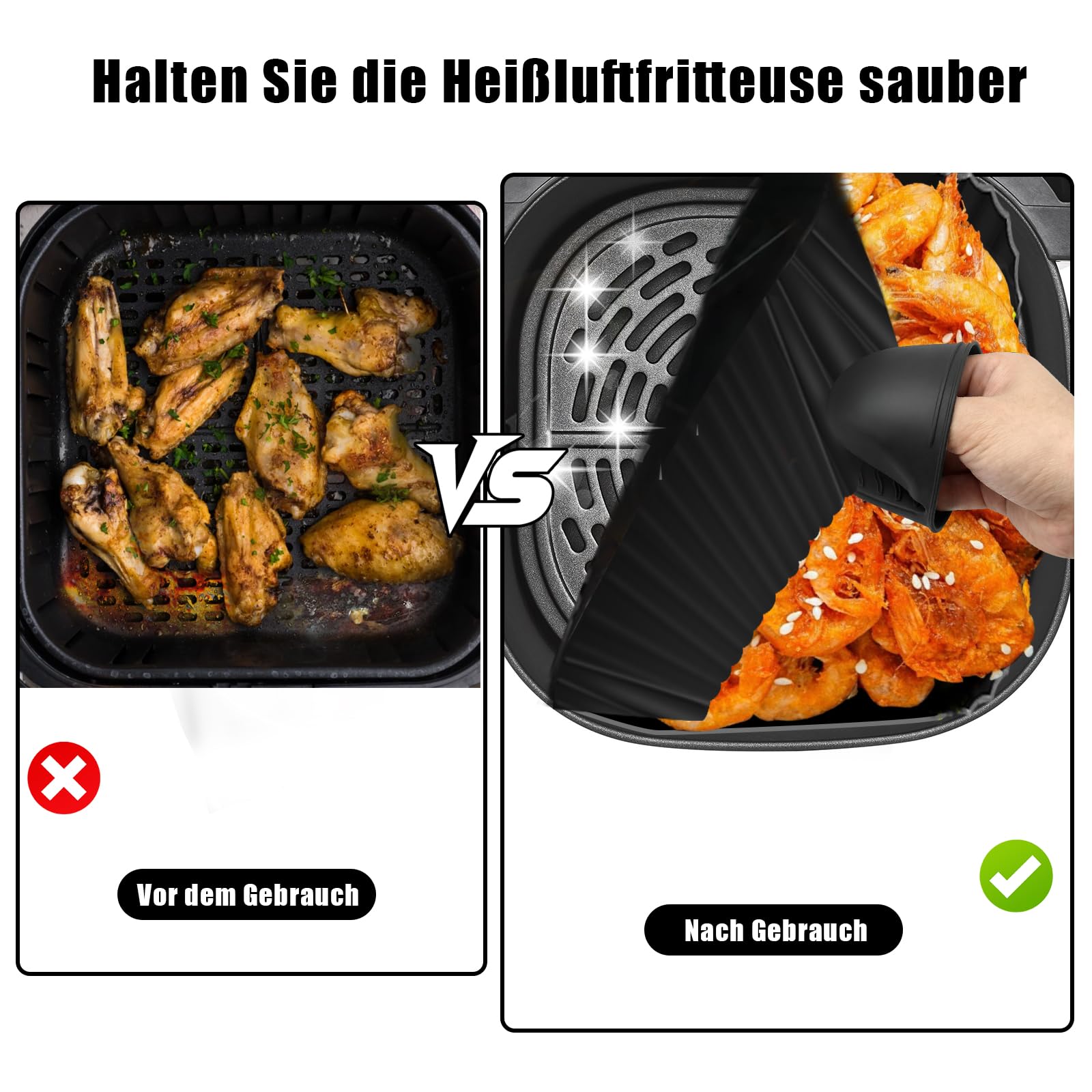 Heißluftfritteuse Zubehör Set für Ninja AF180EU 6,2L/AF140EU 4,7L, 22 Stück | Airfryer Zubehör für Philips 6.2L 2000 series NA230, Air Fryer Silikon Einsätz Wiederverwendba, Spülmaschinenfest, BPA-frei