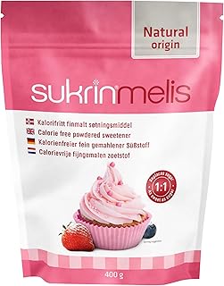 Sukrin Puderzucker (1:1) – Natürlicher Zuckerersatz, kalorienfrei, niedriger glykämischer Index, mit Erythrit und Stevia – Keto-, kohlenhydratarm und vegan – Ideal zum Kochen und Dekorieren – 400 g