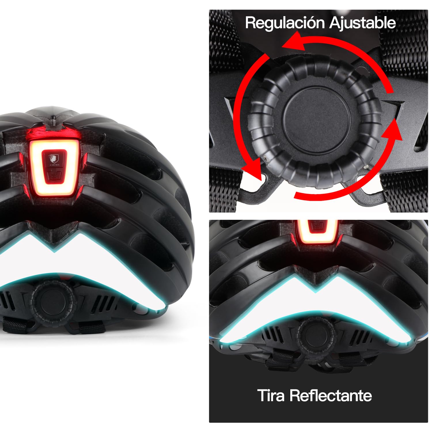 Casco Bicicleta Adulto con Luz LED – Casco MTB Carretera y Montaña, Ajustable, Visera Desmontable, Material EPS, Certificado CE y TÜV, Alta Protección y Ventilación (Modelo KL-049)
