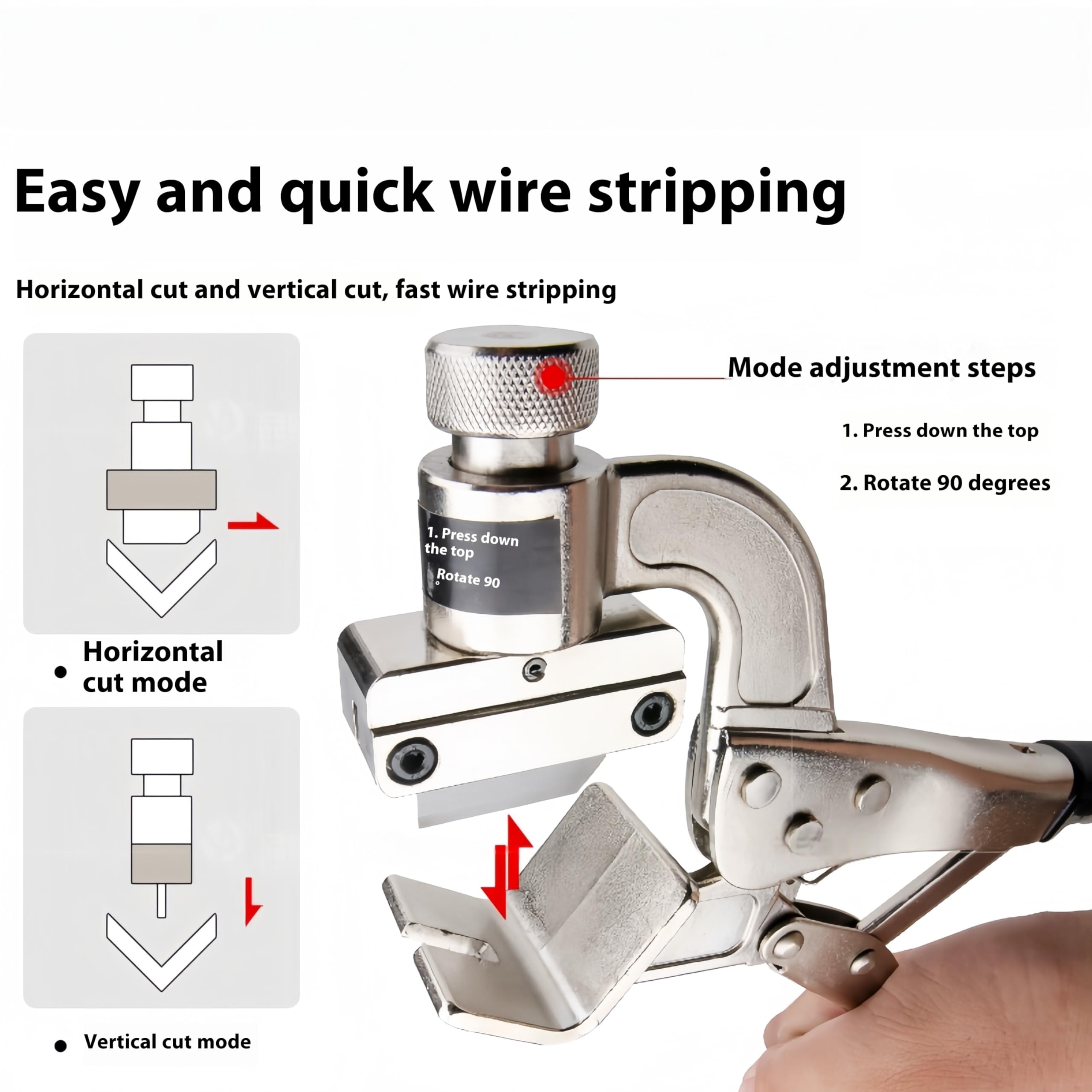 Pinza spelafili manuale e crimpatrice, design antiruggine, adatto per fili di diametro 20-55 mm, ideale per elettricisti e lavoratori edili