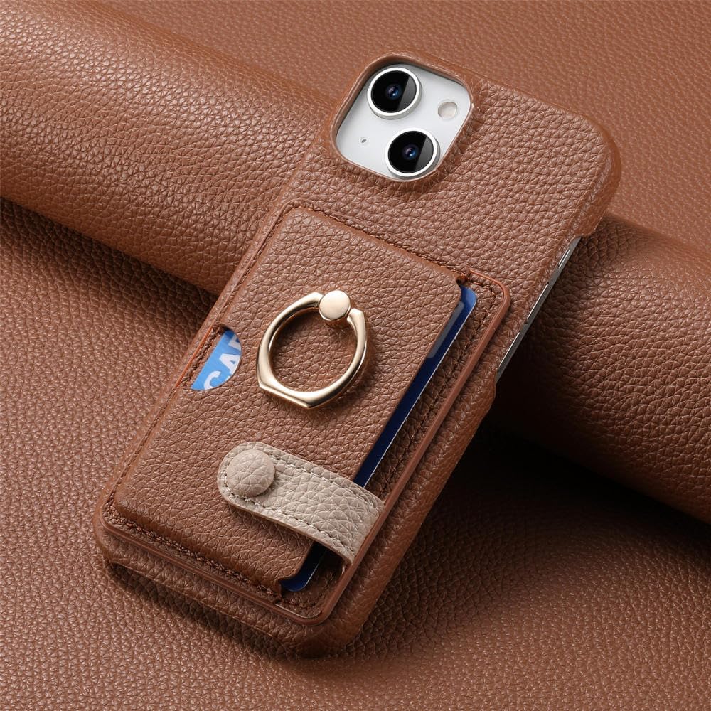 Étui de téléphone en cuir avec support d'anneau iPhone XR - 7
