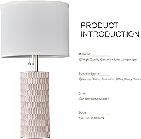 Vista 9 de Juego de 2 lámparas de mesa para sala de estar, lámparas de mesa de cerámica para dormitorio, lámparas modernas de 20 pulgadas para mesitas