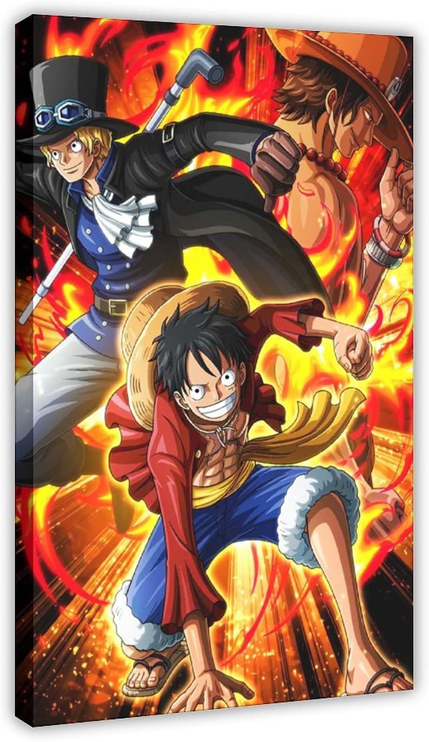 Amazon Co Jp Ltchワンピース日本のアニメ壁紙ルフィサボエースキャラクターhdポスター壁画2キャンバスポスター寝室の装飾スポーツ風景オフィスルームの装飾ギフトアンフレーム 12 18インチ 30 45cm ホーム キッチン