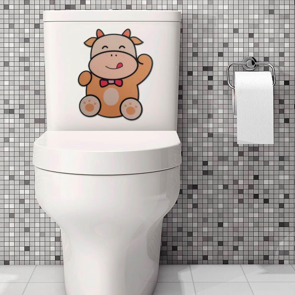 Bathroom Toilet Lid Decals Self-Adhesive Felt Sticker Cartoon Animal Pattern Odor Removal Toilet Seat Cover Decals Decorative Wall Sticker Poster, Cat+Bull+Crocodile+Tiger
