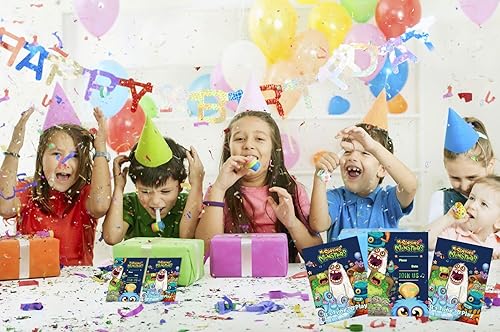 Miniatura 3 de 20 piezas de decoraciones de fiesta de monstruos, tarjetas de invitación de fiesta de monstruos cantantes para monstruos cantantes suministros de