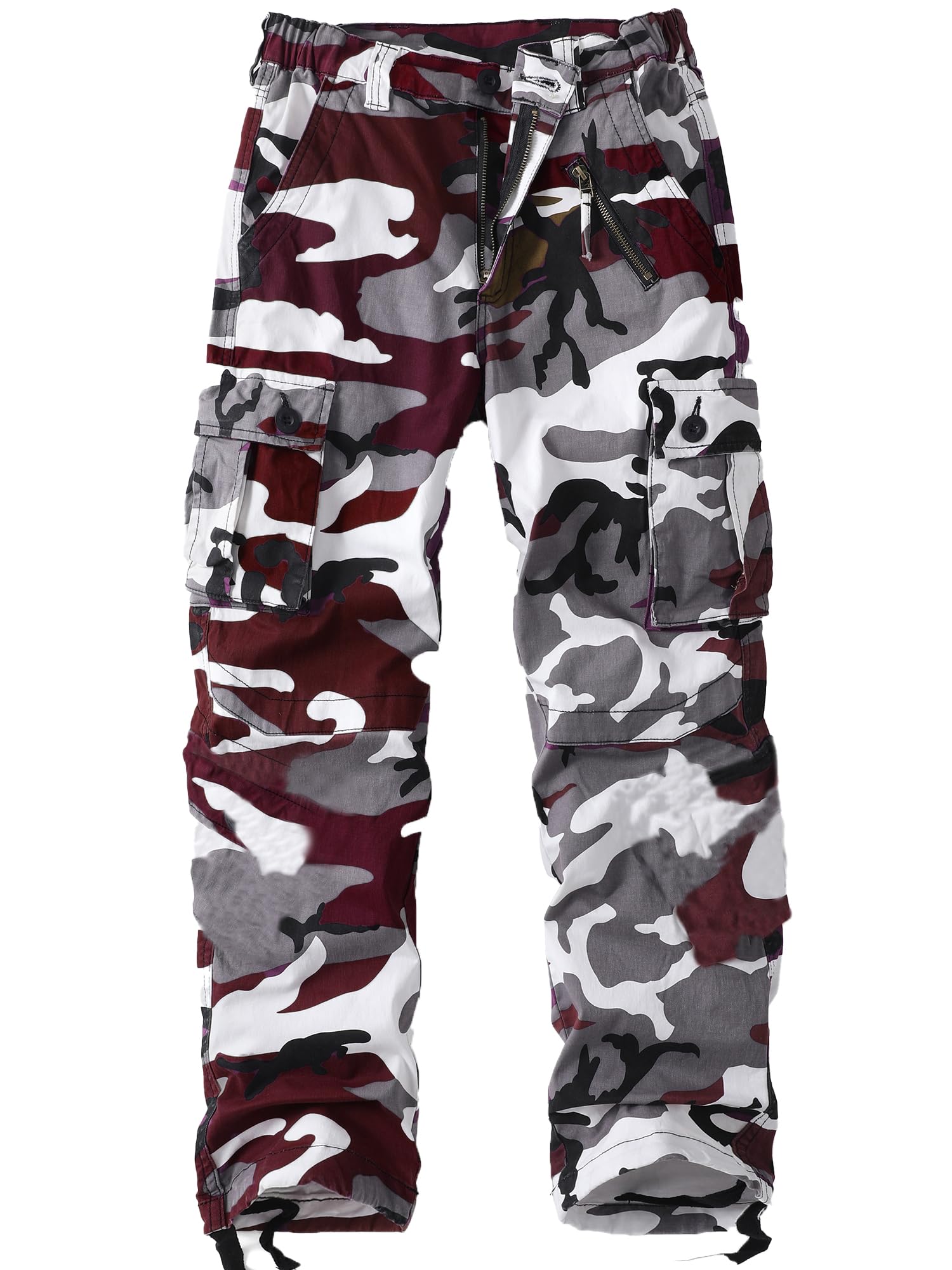 Mens Camo Cargo Work Pants Cotton Tactical Ripstop Casual Combat Pants with 8 Pockets