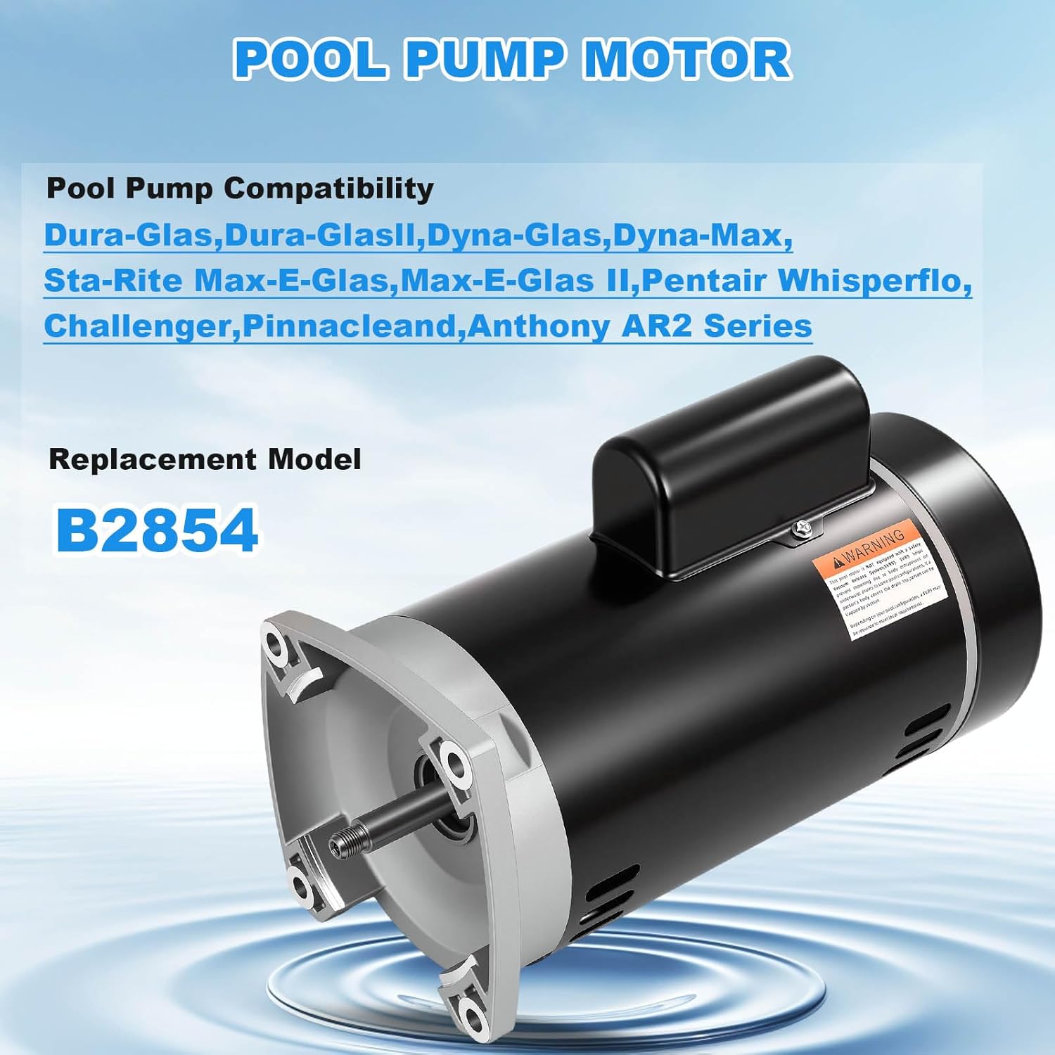 GCCSJ B2854 1 1/2HP Pool Pump Motor, 56Y Frame Swimming Pool Pump Motor, 115/230V, 3450 RPM, 303 Stainless Steel Shaft, Replacement Motor for Outdoor/Indoor Swimming Pool
