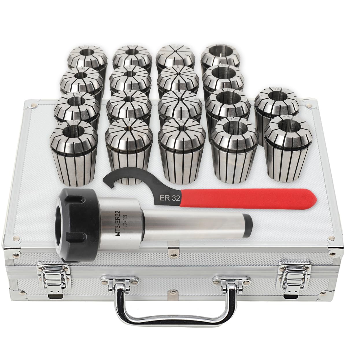 21-teiliges ER32 Spannzangen Set MT2 - Spannbereich 1-20mm Für CNC & Fräsmaschinen