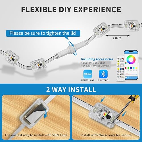 Miniatura 8 de mw Luces permanentes al aire libre para casa, 150 pies RGB+IC decoración inteligente al aire libre, 50 modos de escena, aplicacióncontrol remoto,