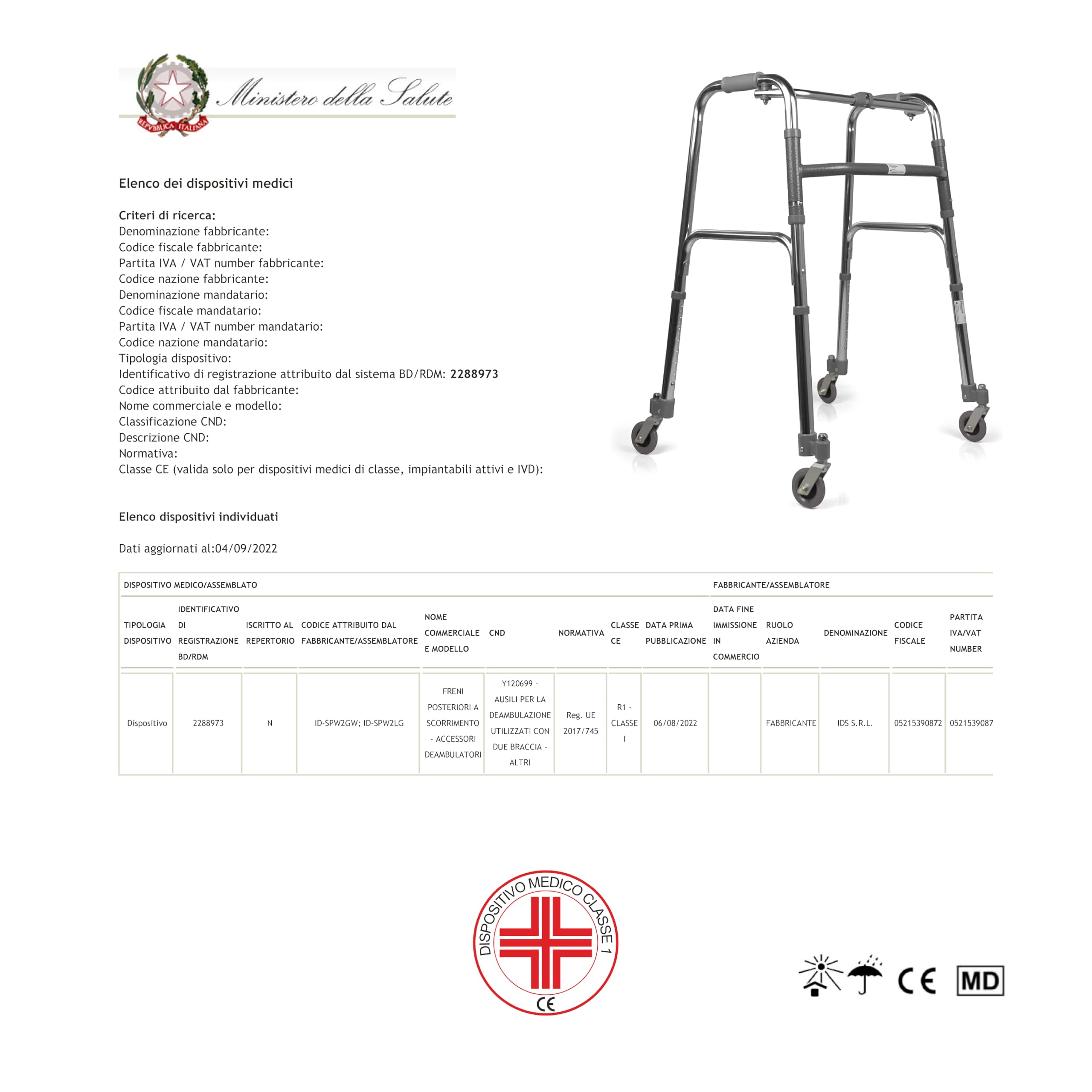 App Life Deambulatore per Anziani 4 Ruote Piroettanti Leggero in Alluminio Dispositivo Medico di Classe I - Pieghevole Regolabile in Altezza - Girello per Anziani