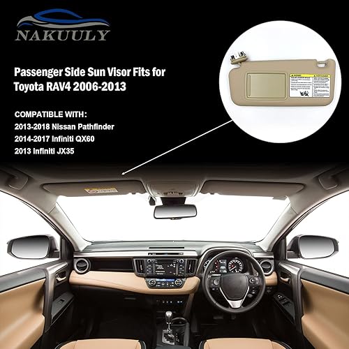 Miniatura 9 de Nakuuly Parasol para el lado izquierdo del conductor gris con techo solar compatible con Toyota RAV4 2006 2007 2008 2009 2010 2011 2012 2013