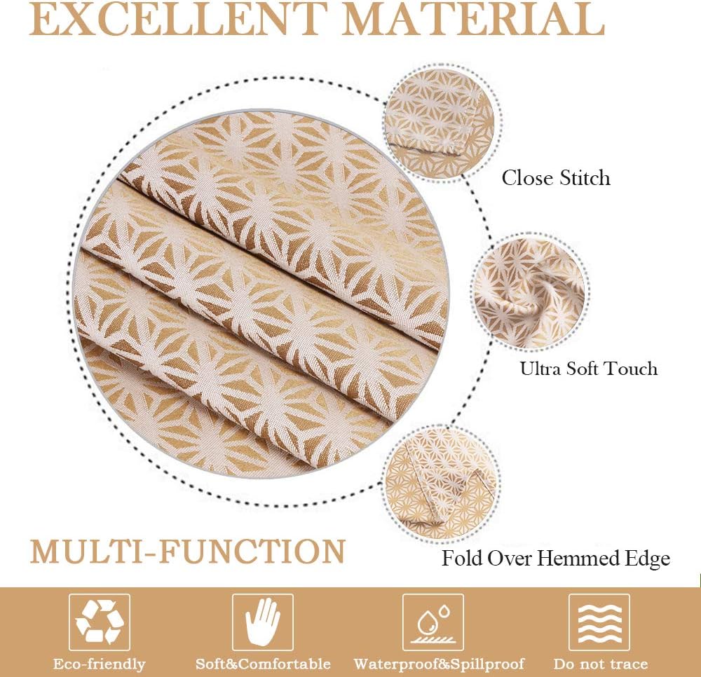 ColorBird Stars Jacquard Tablecloth Polyester Fabric Water Resistant Spillproof Table Cover for Restaurant Kitchen Dinning Wedding Banquet Party Events (Round, 90 Inch, Gold)