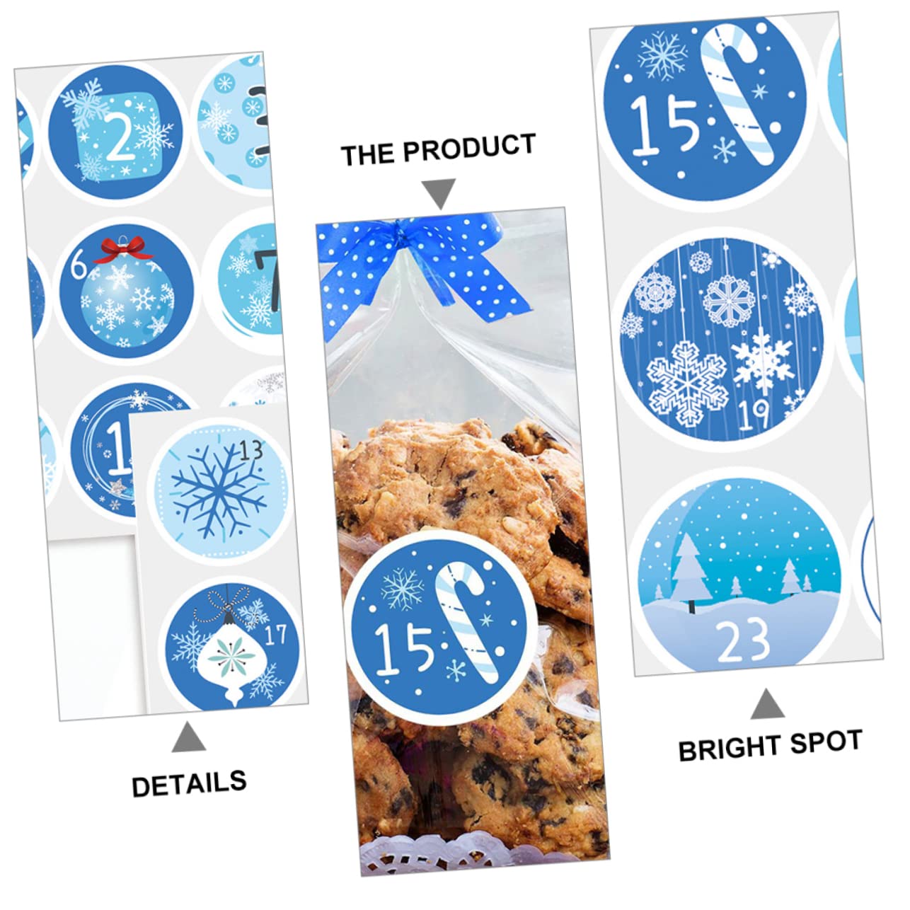 PRETYZOOM 140 Fogli Adesivi del calendario di Natale adesivi con i numeri del calendario dell'avvento adesivo numero conto alla rovescia di natale adesivi natalizi stickers natalizi Blue