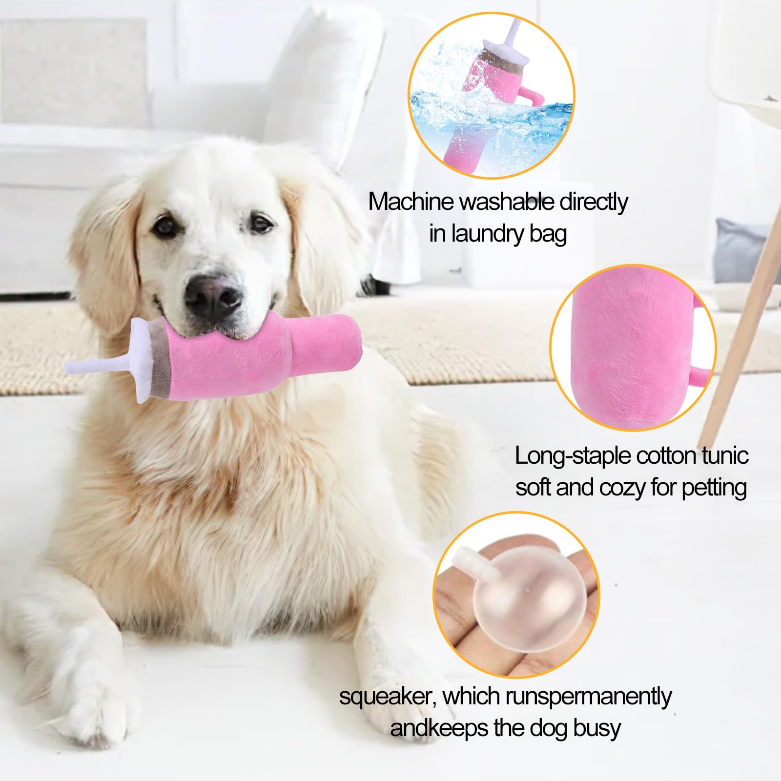 BABORUI Cute Squeaky Dog Toy Cup - Soft Tumbler For Aggressive Chewers, Interactive Play For Small/Medium/Large Dogs (Pink) - View #9