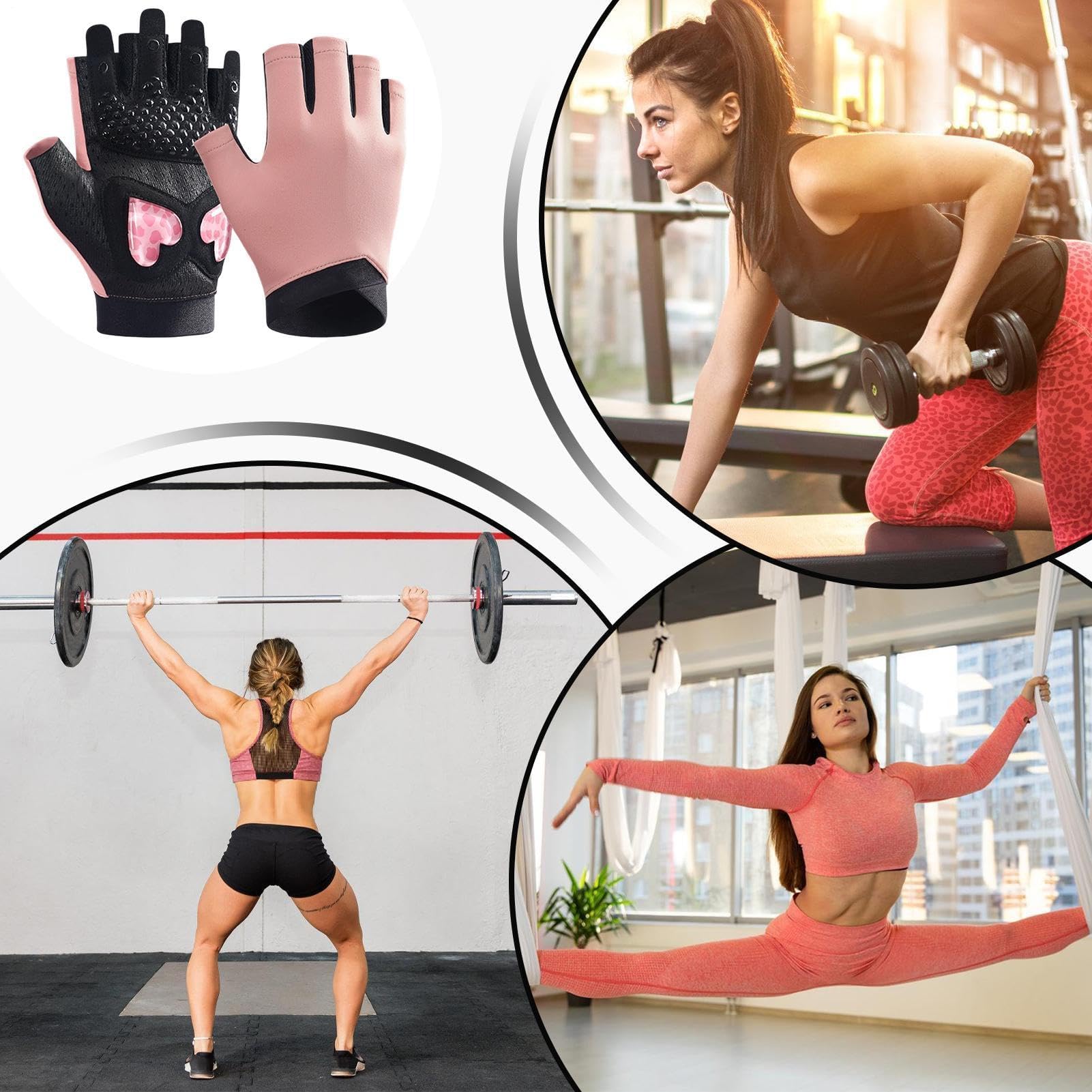 Rękawice treningowe bez palców do fitnessu, antypoślizgowy uchwyt, oddychająca ochrona dłoni, wielofunkcyjne rękawice rowerowe i podnoszenie ciężarów do aktywnego treningu