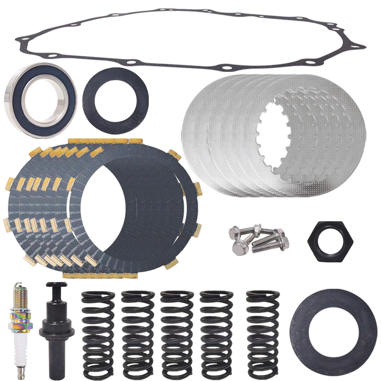 Clutch Kit & Clutch Cover Gasket & Clutch Lifeter Pin Bearing Compatible for Honda 400EX 400X 1999-2008 Sportrax 400 TRX400EX 2x4 2009-2014 TRX400X 2x4