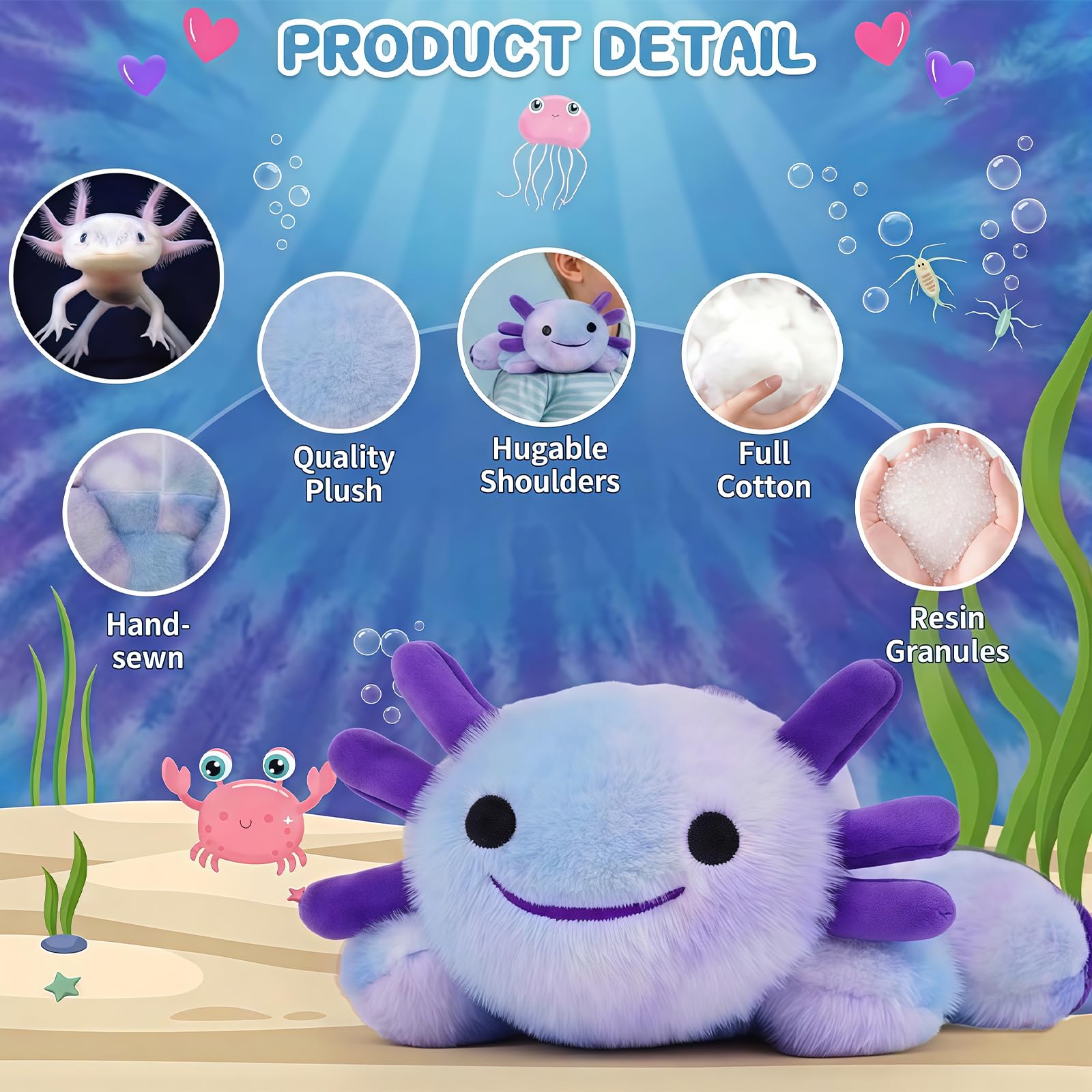 Axolotl pluszowe zwierzątko, Axolotl, maskotka do przytulania, wydra do spania, wypchane zwierzę, przytulanki, zwierzęta ciężarowe dla dzieci