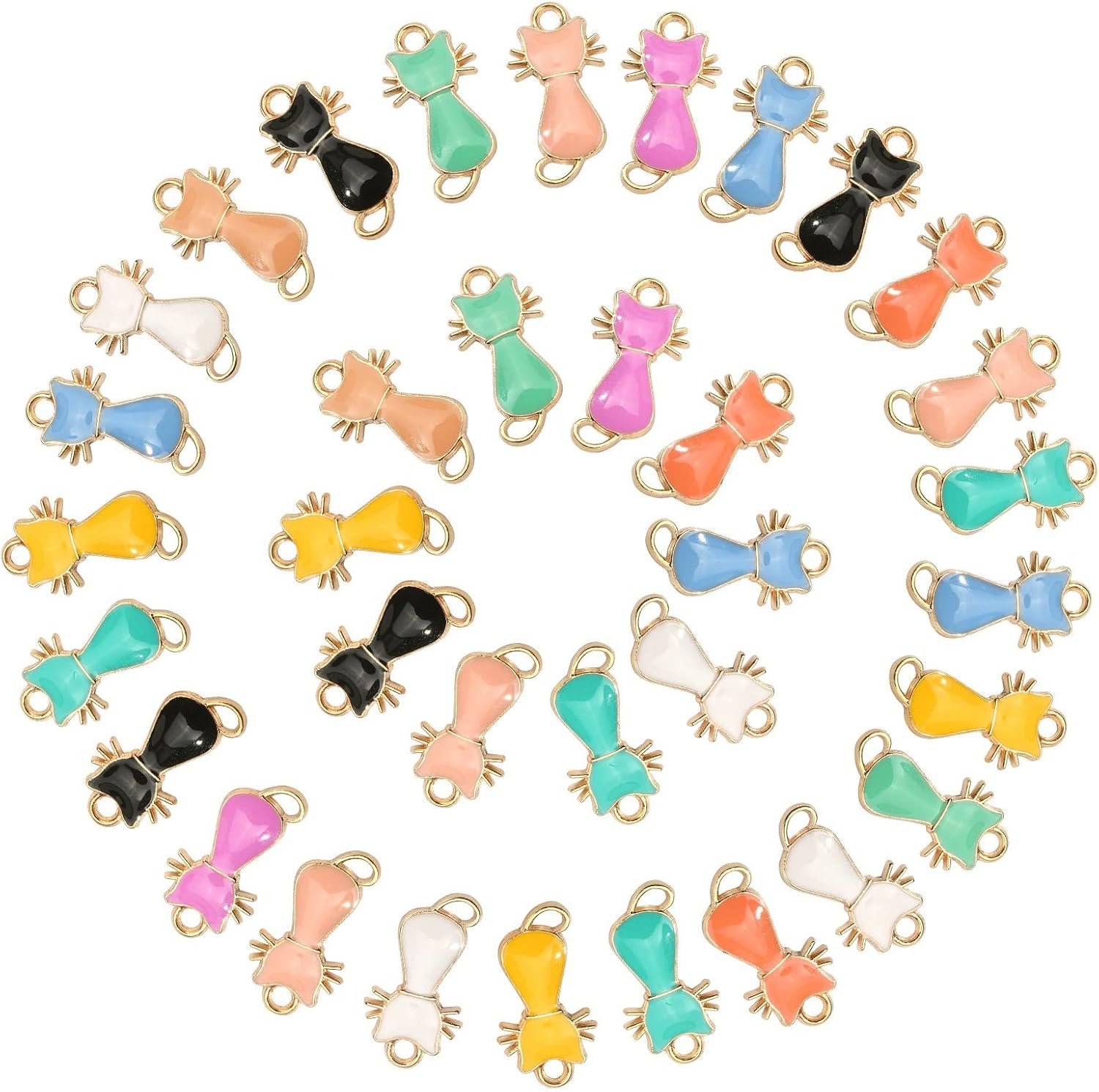 DanLingJewelry 100pcs Random Color Enamel Cat Charms Alloy Pendants Cute Craft Supplies With Loop for Jewelry Making - Image 2