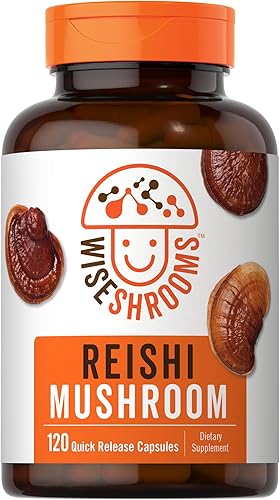 Carlyle Cápsulas de hongos Reishi de 5000 mg  120 unidades  Suplemento de extracto sin OMG y sin gluten  Wiseshroom