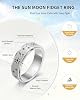 Anillo giratorio antiestrés para adultos, mujer y hombre, sol, luna y estrella | Sol, luna y estrella celestiales, giro suave, alivio del estrés, acero inoxidable de 6mm, bañado en oro, plata, arcoíris, talla US 6 7