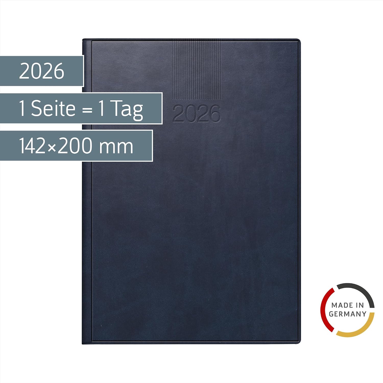 rido/idé Book Calendar Model Roma 1 2026 | A5, Faux Leather, Blue