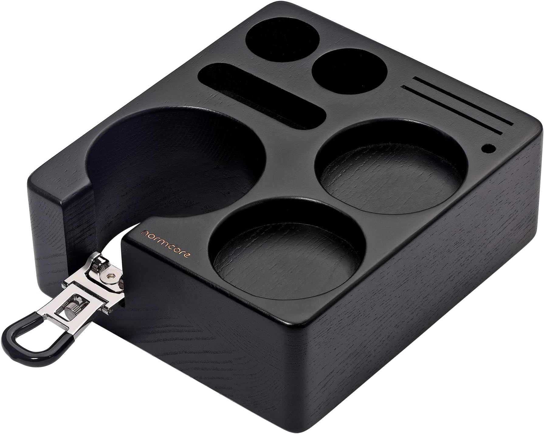 Espresso Tamper Holder, Wooden Coffee Tamper Station Base Tamp Mat Holder Fit 51 to 54mm Coffee Tamper, Distributor, Portafilter Stand, Puck Screen, Genuine American Black Ashwood
