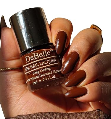 DeBelle Gel Nail Lacquer Cocoa Harvest (Dark Brown) 8ml - Enriched with natural Seaweed Extract, cruelty Free, Toxic Fre