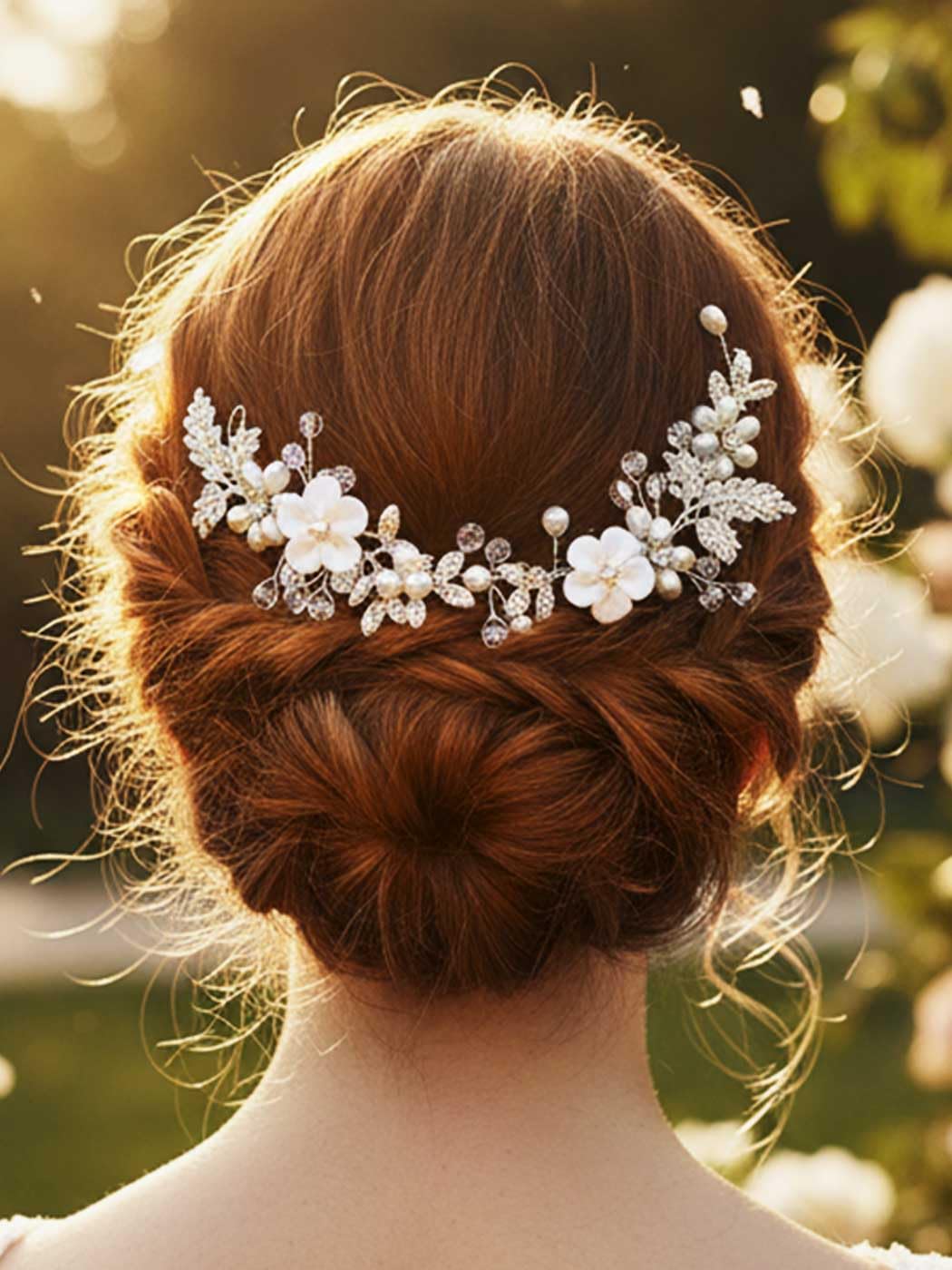 Catery Flower Wedding Hair Vine Rhinestones Bridal Headpieces Flower Girl Hair Accessory for Women (Silver) - Image 7