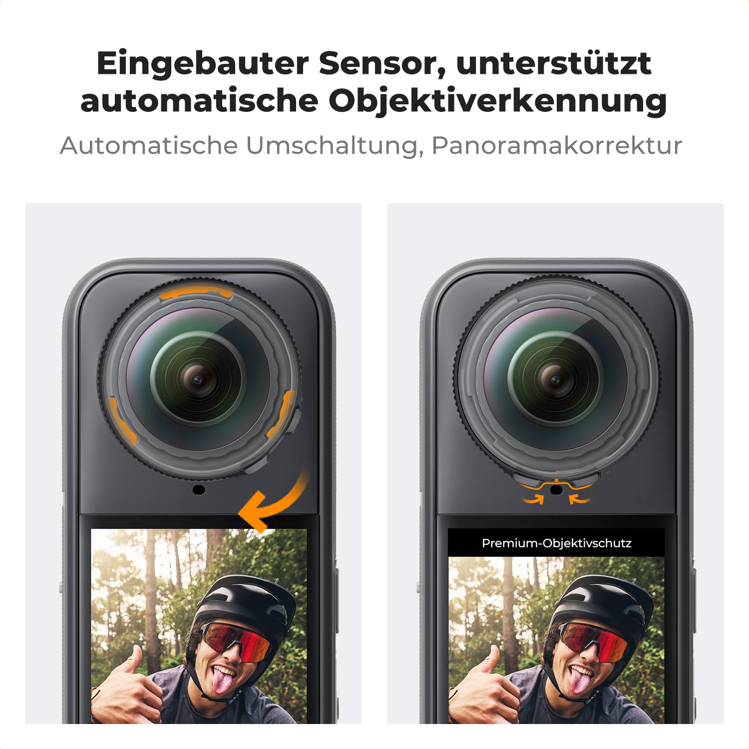 K&F CONCEPT Objektivschutz für Insta360 X5, Optischer Linsenschutz aus Gehärtetes Optisches Glas, Mehrfachvergütet Kratzfest, Objektivabdeckung für Insta360 X5 Zubehör