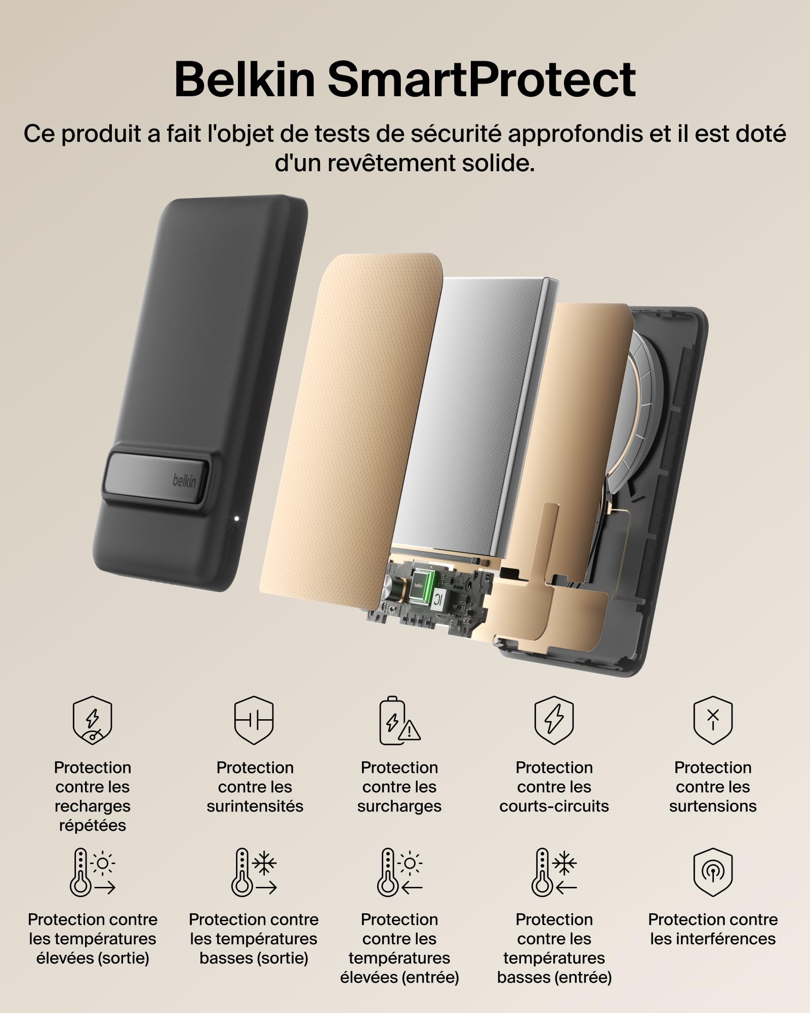 Belkin BoostCharge Slim Batterie Externe Magnétique 5K Et Béquille - Noir