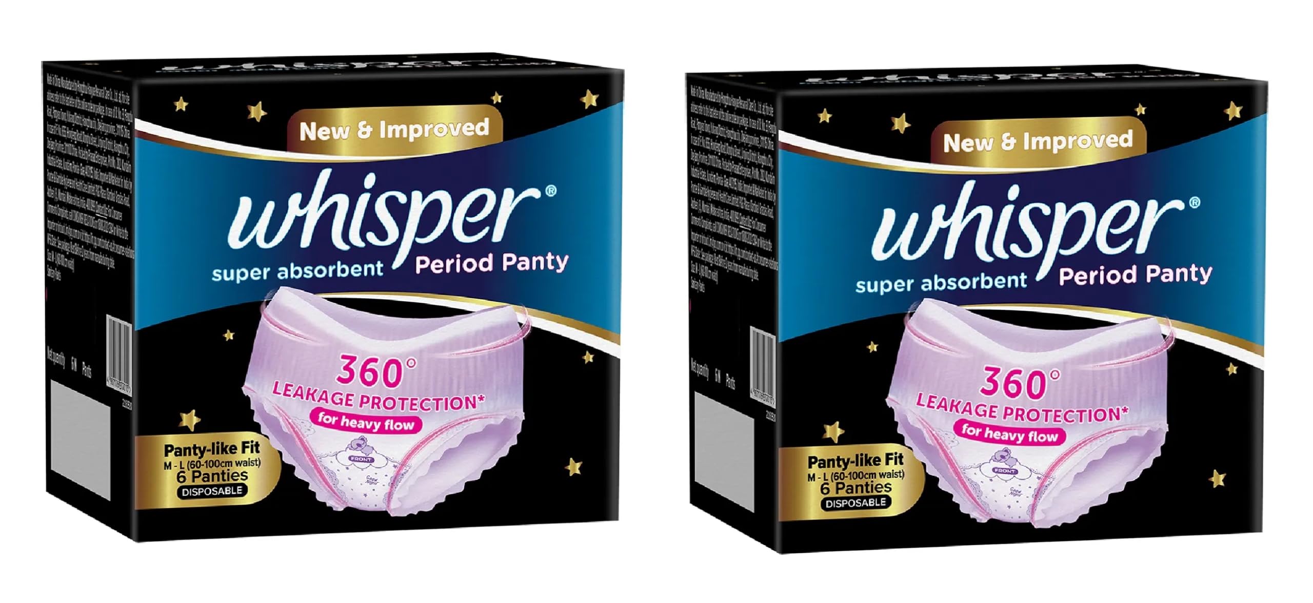 Whisper Super Absorbent Period Panty, 6 M-L Pants, (pack of 2)360 Degree Leakage Protection for Heavy Flow, Panty (B0DFW8FVFN) Amazon Price History, Amazon Price Tracker