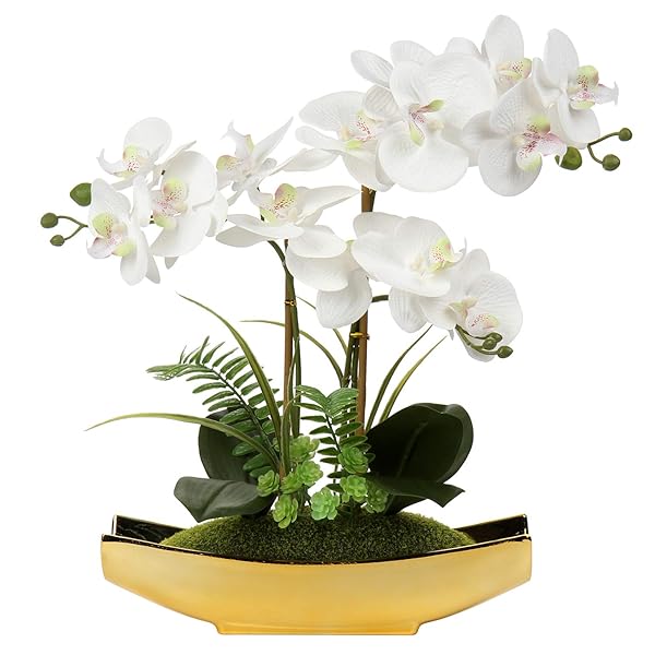 Chic Round Dining Table Decor Ideas That Work 33 Elegant Faux Orchid in Gold Pot