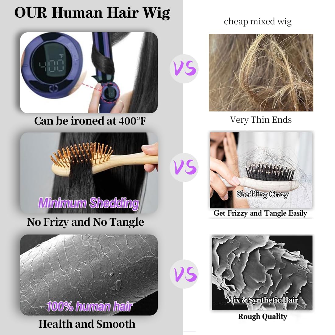 V Part Wig Human Hair Kinky Straight, 100% Real Human Hair, 200 Density Kinky Straight Upgrade U Part Glueless No Sew in Wigs with Drawstring V Shape Clip in Wigs for Black Women 20 Inch