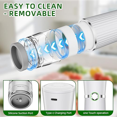 Miniatura 7 de Sellador al vacío para alimentos, máquina selladora al vacío compacta con 30 bolsas reutilizables para conservación 10 veces y fresco