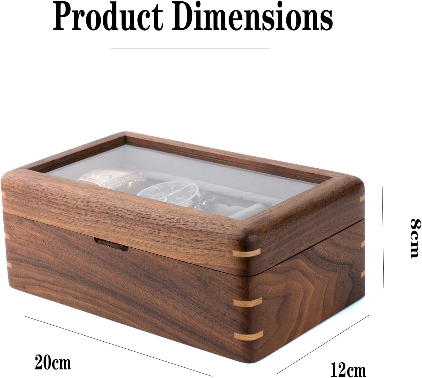 High-Grade Solid Black Walnut Wood Watch Box - Storage Case for Men’s Wristwatches, Vintage Gift, Elegant and Durable Organizer, Display Holder for Men (Black Walnut,Three watches)