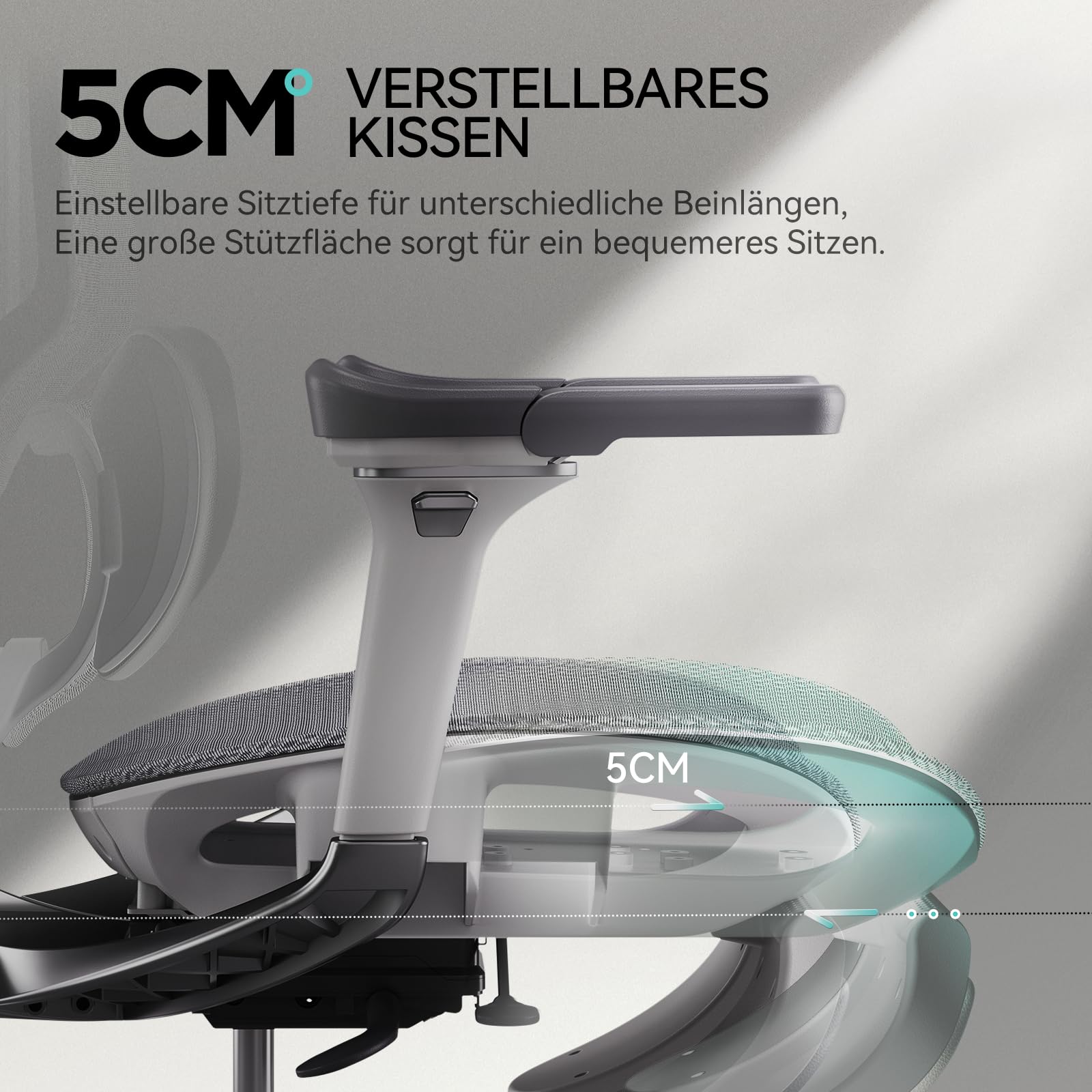 Hbada E3 Pro Ergonomischer Bürostuhl - 3-Zonen Lordosenstütze, 4D Kopfstütze, 6D Armlehnen, Schreibtischstuhl mit Fußstütze, Weiß