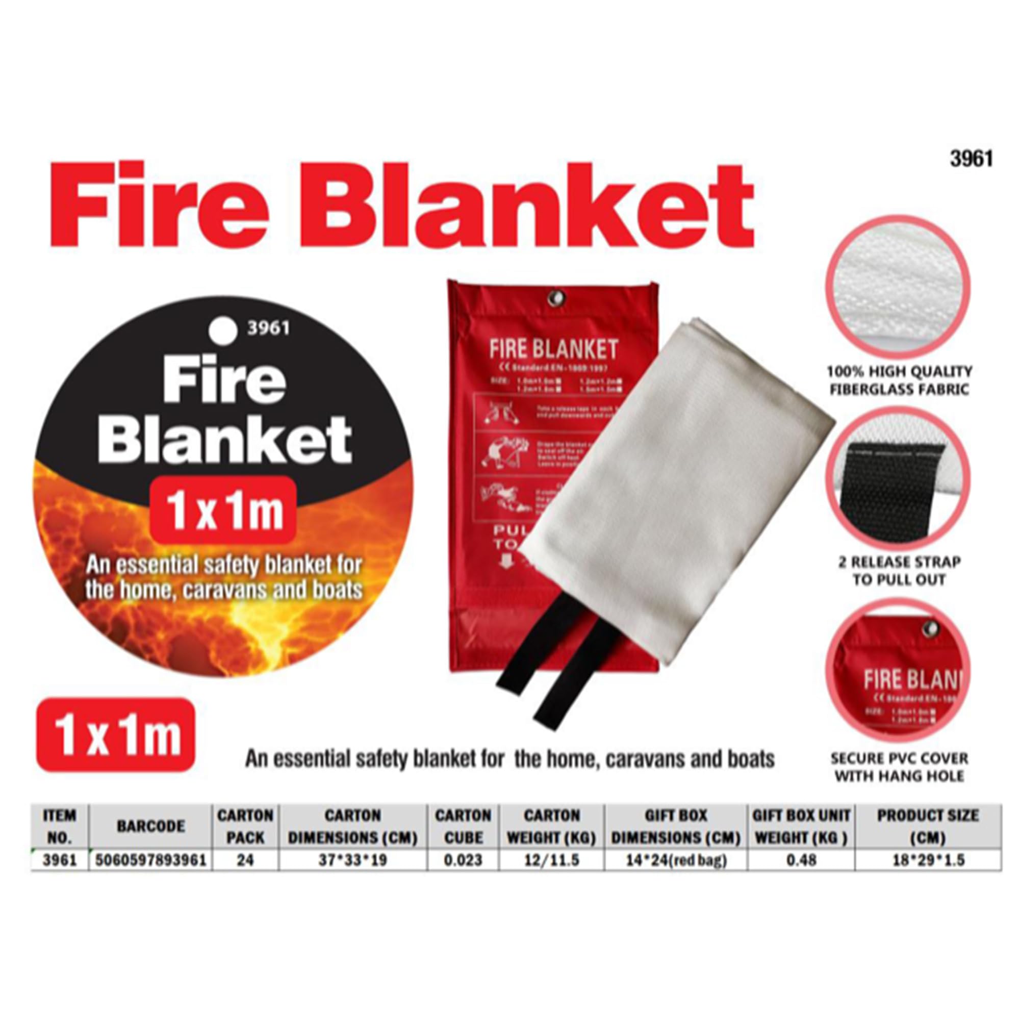 2 UR DOOR Flame-Retardant Fire Blanket for Home and Kitchen Safety, Compact, Lightweight Emergency Fire Suppression Tool - Image 3
