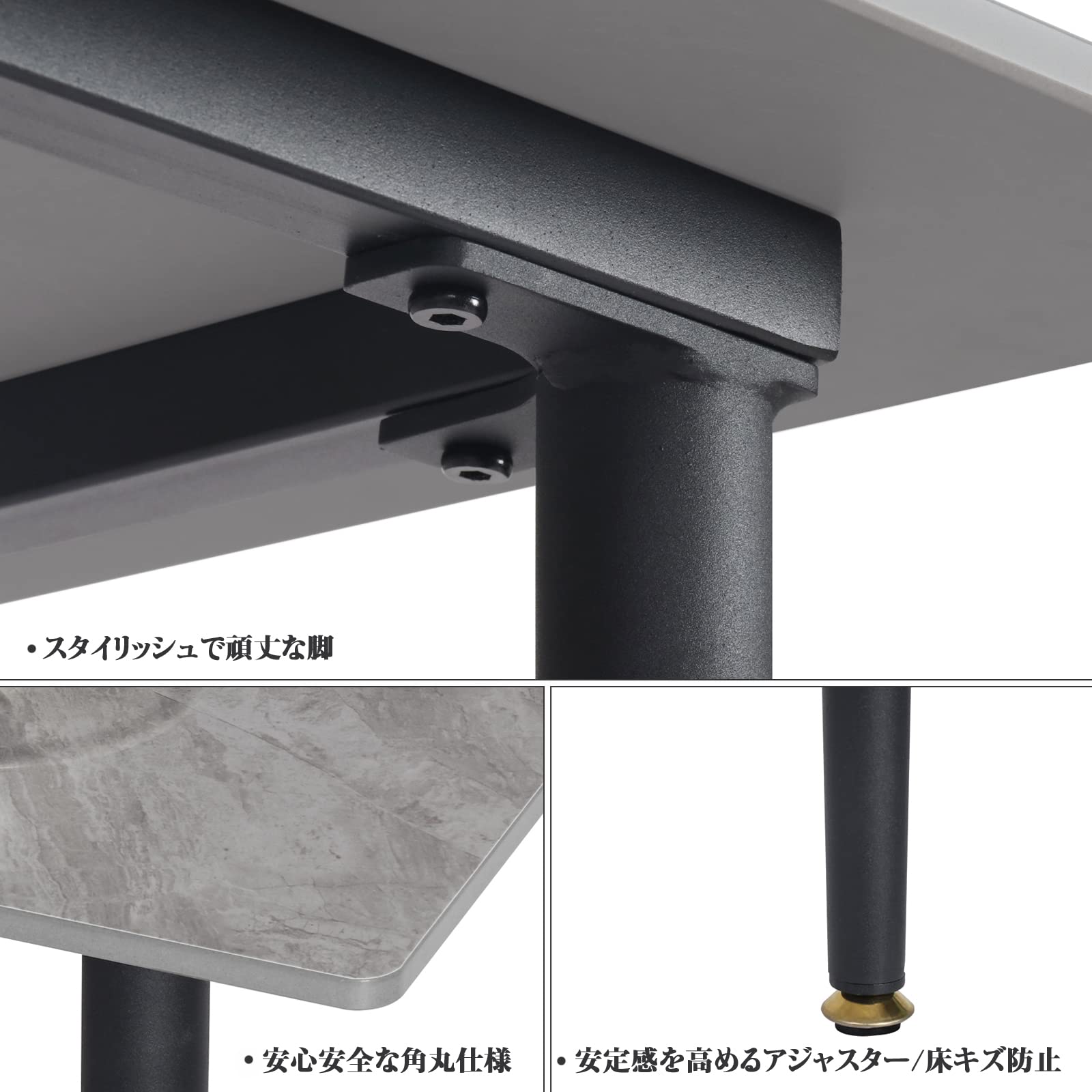 Amazon｜UNHO ダイニングテーブル 食卓 テーブル 2人用 石材×スチール  