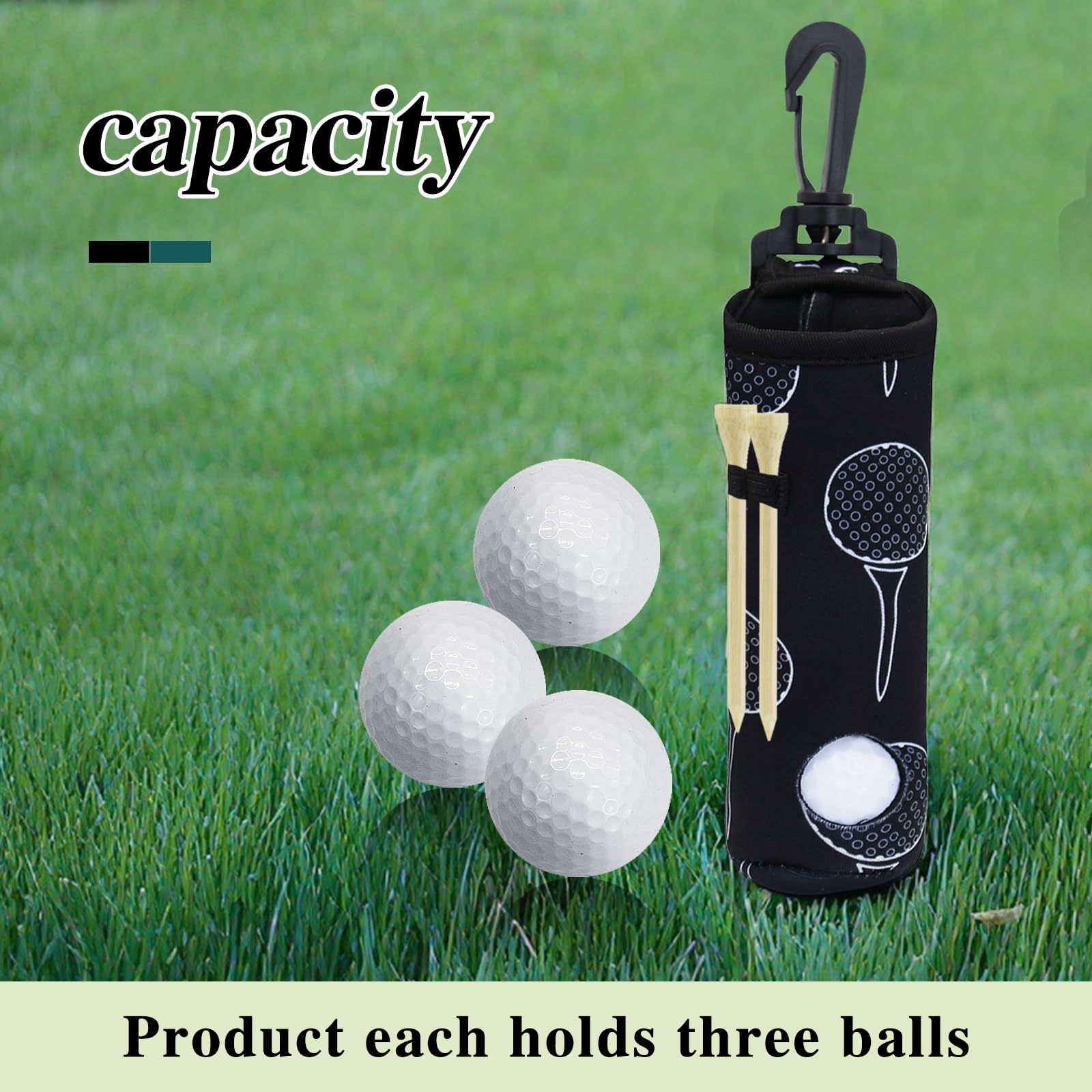 AfitLulu Borsa da golf impermeabile leggera con fibbia a clip per 3 palline