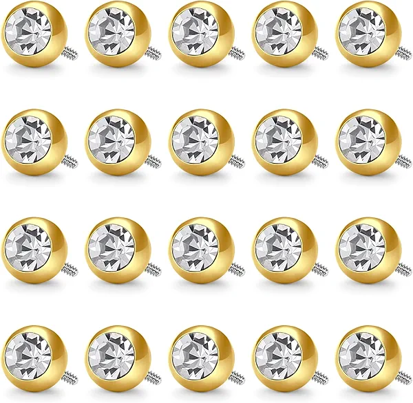 VCMART 14G 5mm 8mm Replacement Balls Externally Threaded Piercing Balls for Tongue Nipple Navel Belly Button Rings Industrial Barbell Piercing Surgical Steel Body Piercing Jewelry Parts