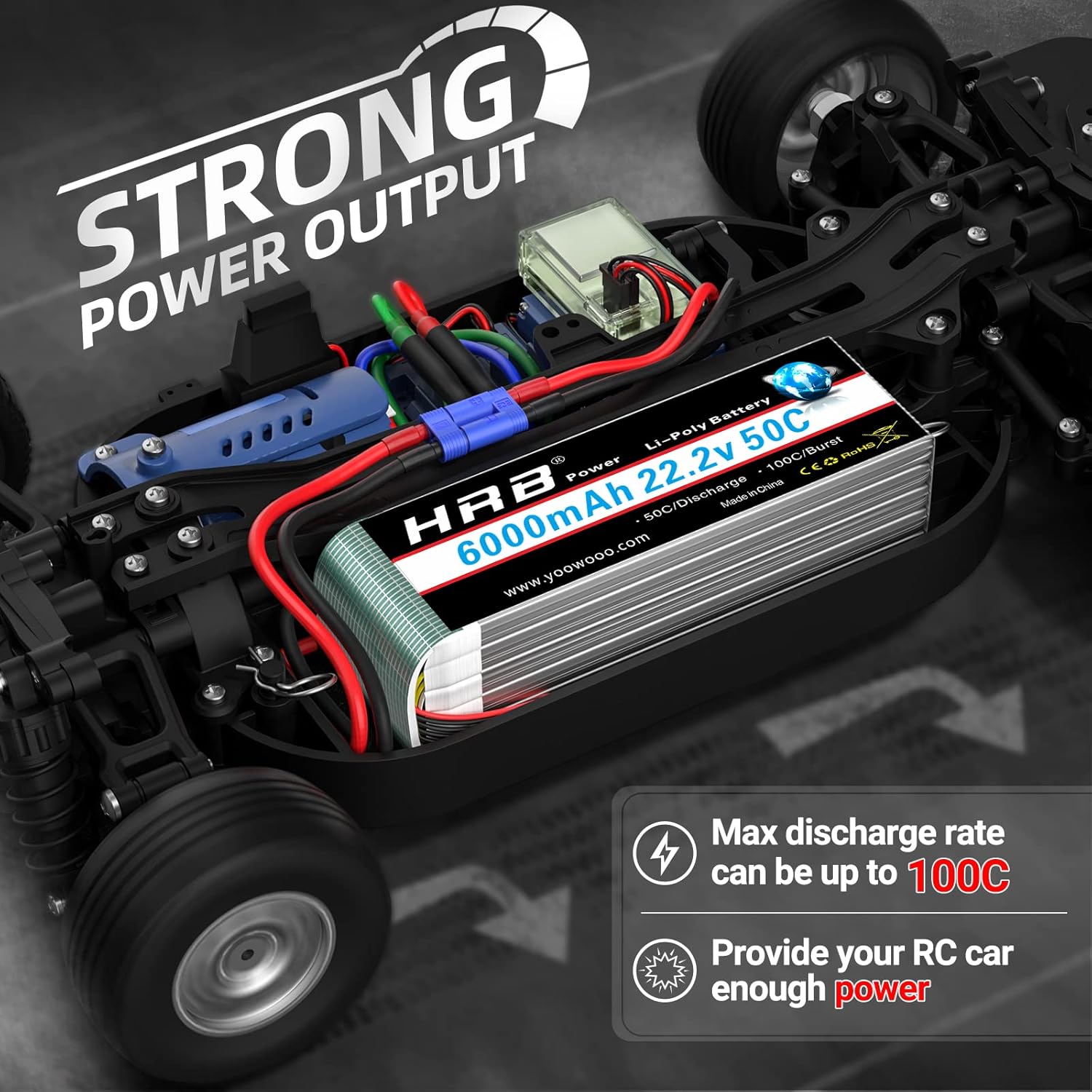 HRB 2pcs 6S 6000mAh Lipo Battery EC5 50C 22.2V RC Lipo Battery Compatible with RC Helicopter Airplane Car Boat Truck