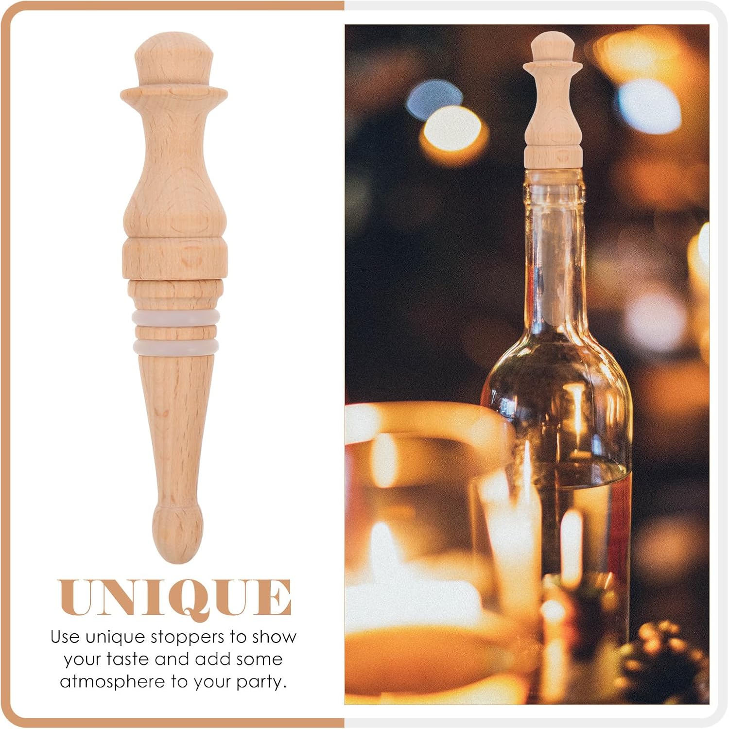 Wooden Wine Bottle Stopper 3pcs Beige Good Sealing Beer Fest Party