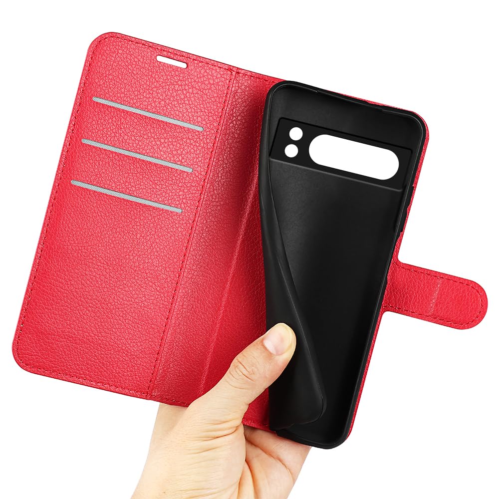 BOCTECH Cover A Libro Portafoglio Per Google Pixel 8 Pro – Pelle PU E Silicone, Con Porta Carte E Supporto, Nero - 3